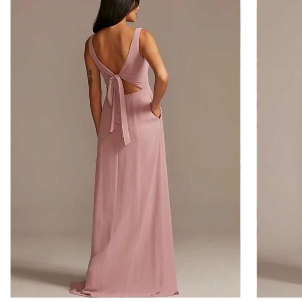 Chiffon tank scoop neck bridesmaid dress David’s bridal xs - Picture 2 of 4